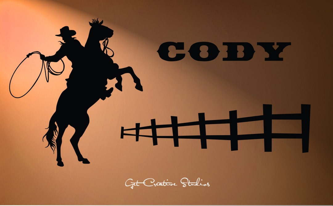 Cowboy Roping Wall Decal Western Wall Decal Horse Wall Decal Horse