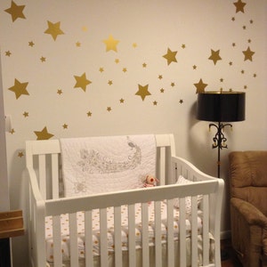 Stars Wall Decal Nursery Wall Decal Disney Magical Star Baby Room Wall Decor Twinkle Little Star Sparkle Stars Gold Metallic 2 sizes image 2