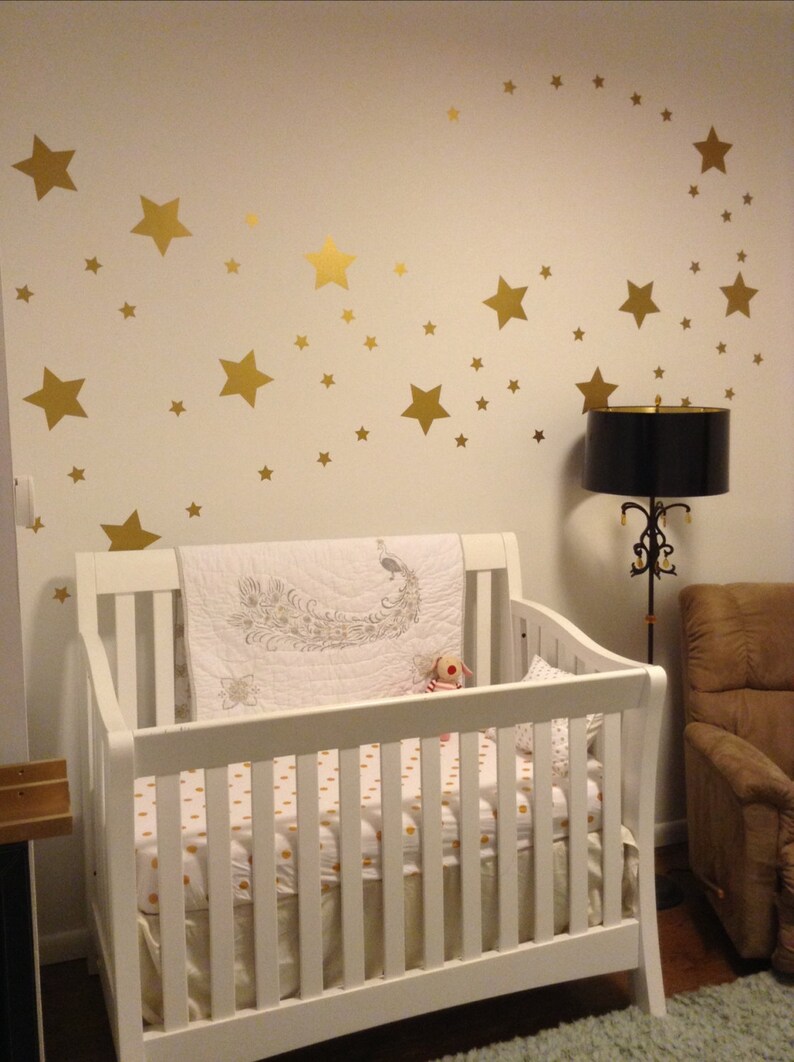 Stars Wall Decal Nursery Wall Decal Disney Magical Star Baby Room Wall Decor Twinkle Little Star Sparkle Stars Gold Metallic 2 sizes image 2