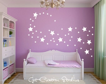 White Stars Wall Decal Shape Disney Magical Wind Fairy Sparkle Shimmer 2 sizes