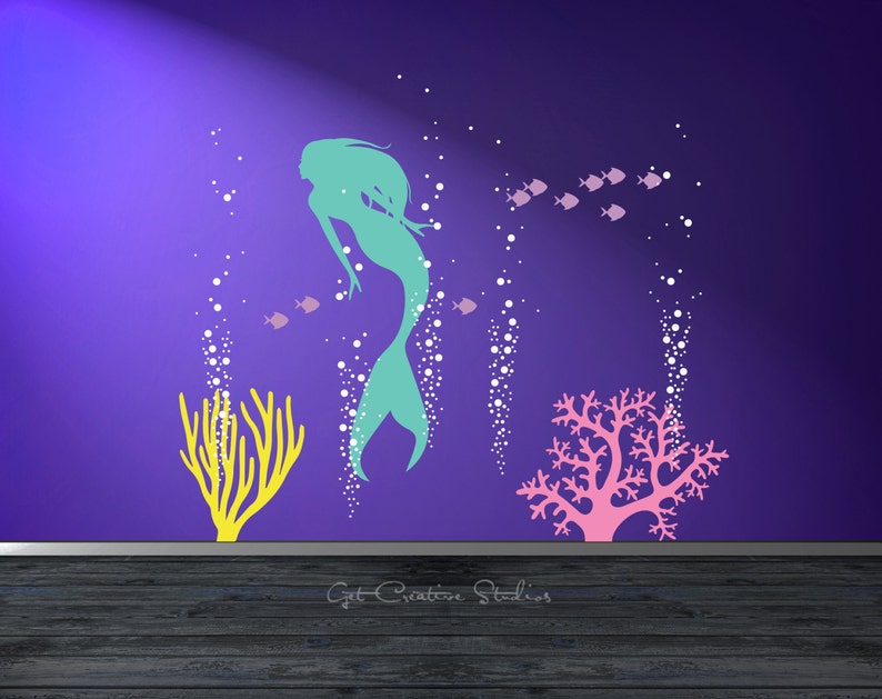 Mermaid Wall Decal Underwater Wall Decal Ocean Wall Decal Etsy