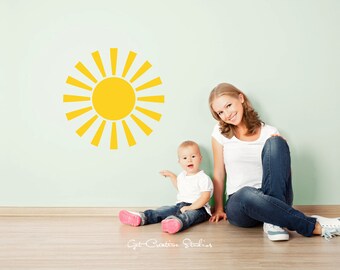 Sun Wall Decal Sunshine Decal Wall Baby Room Nursery Wall Decal Bright Playtime Clouds Spring Princess Fairy Tale Sun Light Daytime Sky