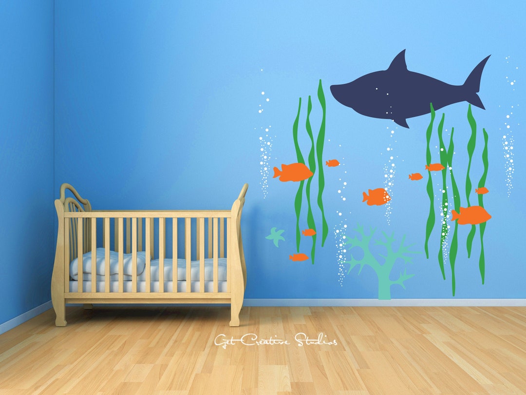Sea Life Wall Decal Underwater Wall Sticker Shark Wall Etsy