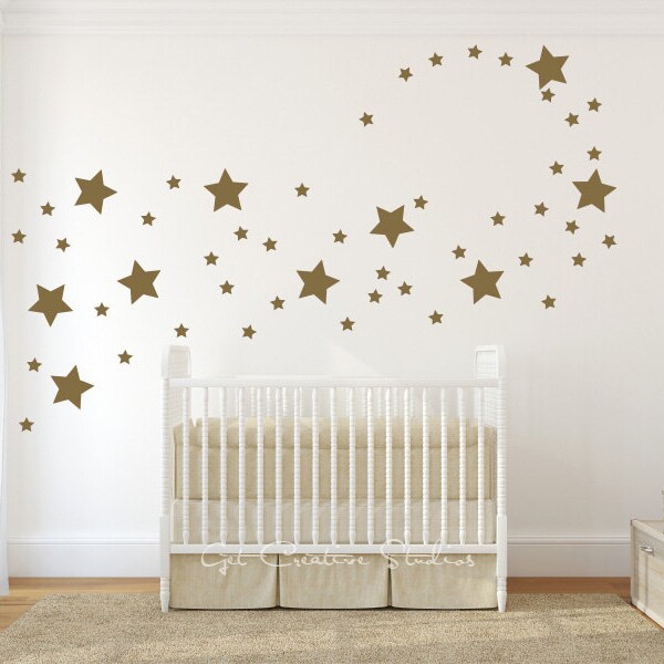 Stars Wall Decal Nursery Wall Decal Disney Magical Star Baby Room Wall Decor Twinkle Little Star Sparkle Stars Gold Metallic 2 sizes