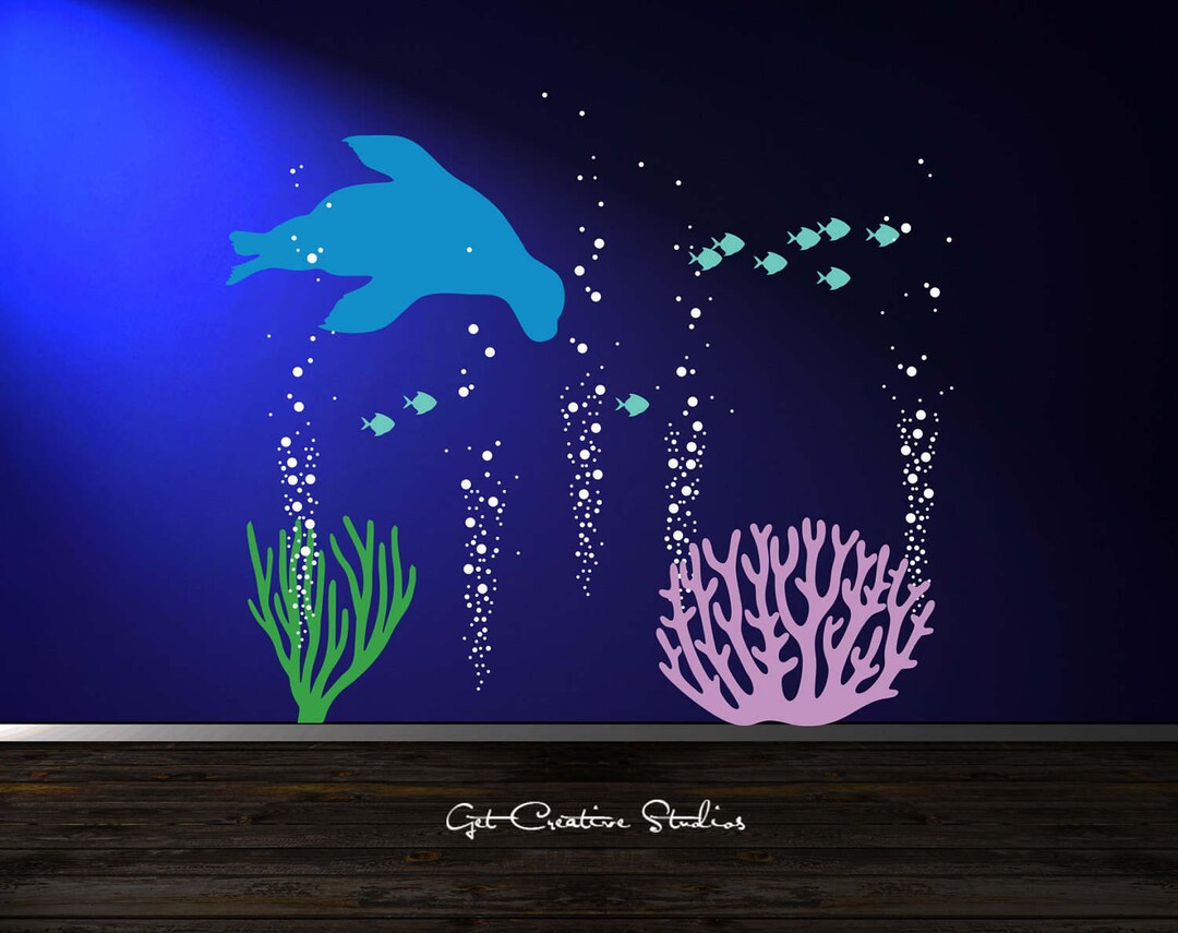 Seal Wall Decal Sea Life Decal Underwater Wall Decal Deep Sea Etsy