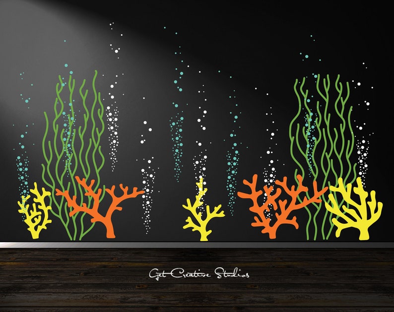 Underwater Decal Bubble Wall Decal Ocean Wall Decal Aquarium Wall Decal Ocean Decal Coral Reef Wall Decal Seaweed Decal Bubbles Decal Fish image 2
