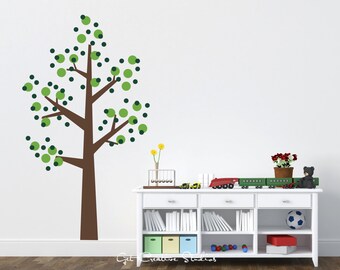 Nursery Tree Decal Polka Dot Tree Decal Round Leaves Decal Nursery Room Decor Nature Wall Decal Forest Tree Decal
