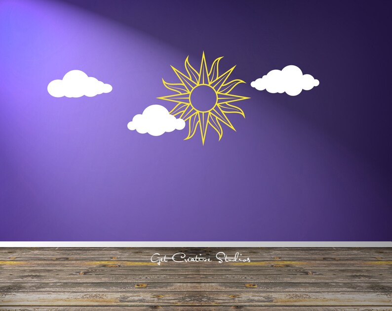 Decorative Sun Decal Clouds Wall Decal Daycare Wall Decal Etsy