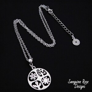 Silver Wheel of The Year Pagan Necklace, Wicca Pendant