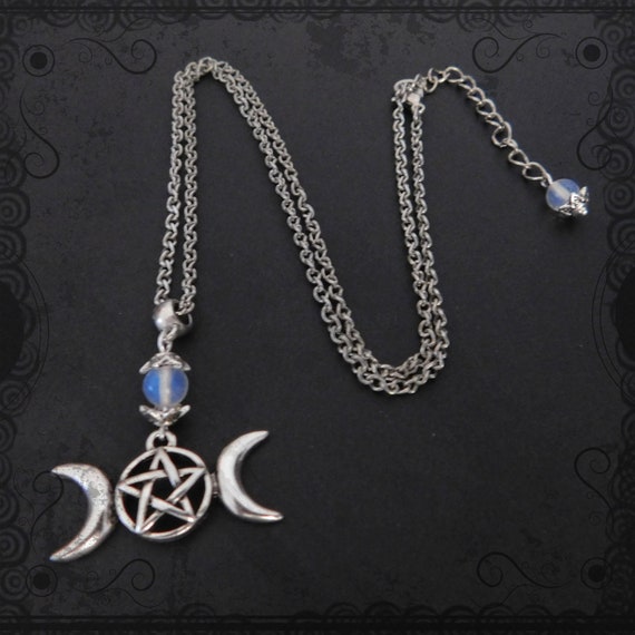 Moonstone Triple Goddess Necklace Pendant Moon - Moonstone Triple Moon Pendant Moonstone Triple Goddess Necklace Pendant Moon - Moonstone Triple Moon Pendant