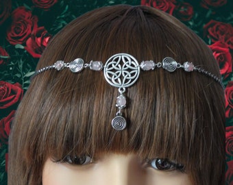 PAGAN HANDFASTING Circlet, Spiral Of Life Headdress, Various Gemstones Available, Pagan Hair Jewellery, Wicca Hair Jewellery, Wicca Circlet