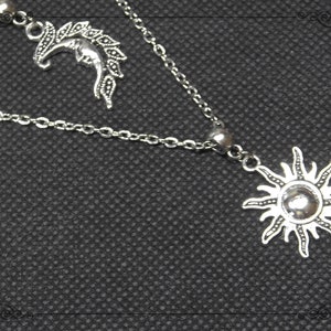 SUN MOON STAR Necklace, Triple Necklace, Pagan Necklace, Celestial Necklace, Wicca Necklace, Silver Necklace, Handmade, Adjustable image 2