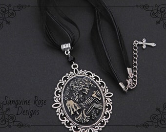 SKULL CAMEO NECKLACE | Gothic Skull Pendant | Large Skull Cameo | Black Skull Necklace | Gothic Statement Pendant