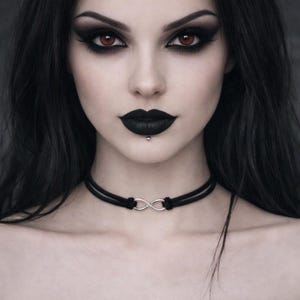 Collier ras de cou infini en velours noir, double rang, réglable