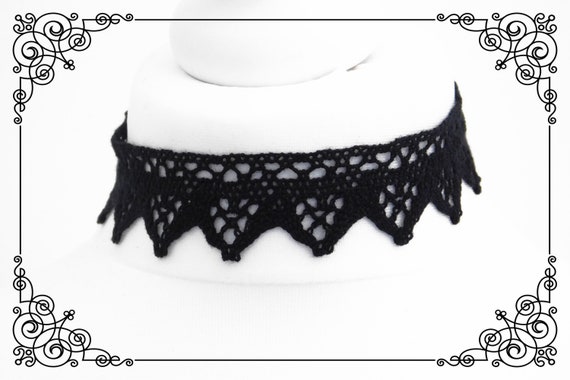 BLACK LACE CHOKER, Choker Necklace, Gothic Choker, Elegant Choker, Crochet Choker, Victorian Choker, Adjustable Choker, Various Sizes