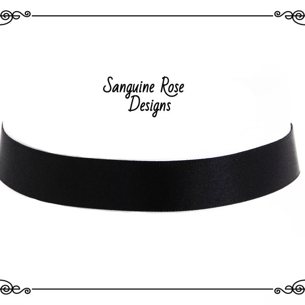 PLAIN BLACK SATIN Choker Necklace, Timeless Black Choker, Elegant Choker, Gothic Satin Choker, Handmade, Adjustable, Various Sizes