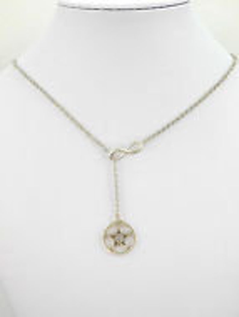 Silver Necklace Lariat Pentagram Necklace Wicca Necklace PENTAGRAM INFINITY Y Necklace Pendant Pagan Necklace