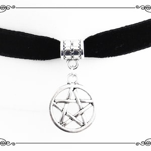 PENTAGRAM CHARM CHOKER Necklace, Dainty Witch Choker Necklace, Pagan Choker, Wicca Choker, Handmade, Adjustable, Various Sizes image 3