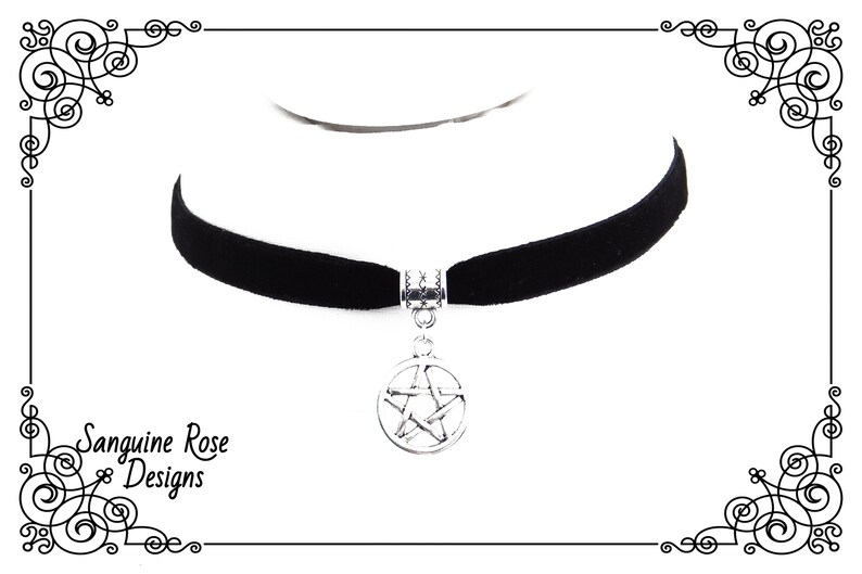 PENTAGRAM CHARM CHOKER Necklace, Dainty Witch Choker Necklace, Pagan Choker, Wicca Choker, Handmade, Adjustable, Various Sizes image 10