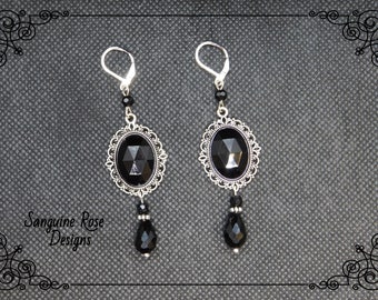 Victorian Gothic Statement Earrings - Edgy Earrings - Mourning Clip On Or Pierced Earrings