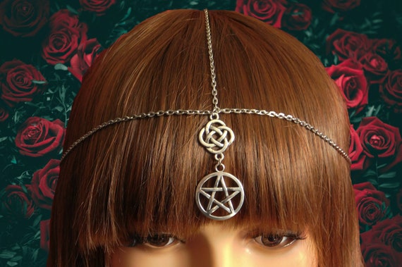 Pagan Pentagram Celtic Circlet, Wicca Headdress, Adjustable 