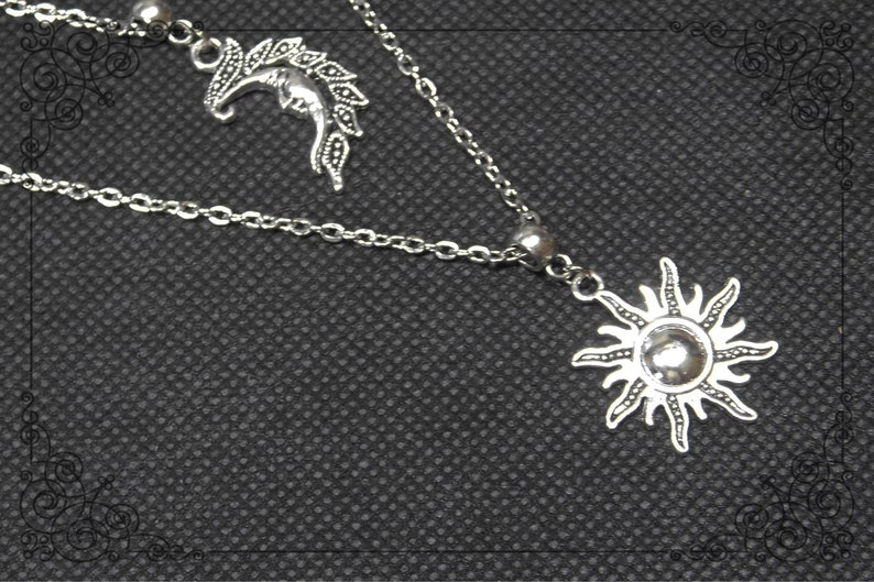 SUN MOON STAR Necklace, Triple Necklace, Pagan Necklace, Celestial Necklace, Wicca Necklace, Silver Necklace, Handmade, Adjustable image 10