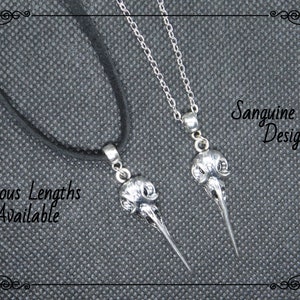RAVEN SKULL CHOKER Necklace, Choose Length, Black or Silver Raven Skull Necklace,  Pagan Bird Skull Necklace, Gothic Raven Pendant