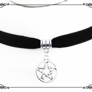 PENTAGRAM CHARM CHOKER Necklace, Dainty Witch Choker Necklace, Pagan Choker, Wicca Choker, Handmade, Adjustable, Various Sizes image 6