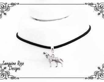 WOLF WEREWOLF CHOKER Necklace, Black Velvet Choker, Gothic Black Choker, Wolf Choker, Werewolf Choker, Adjustable Choker, Various Size