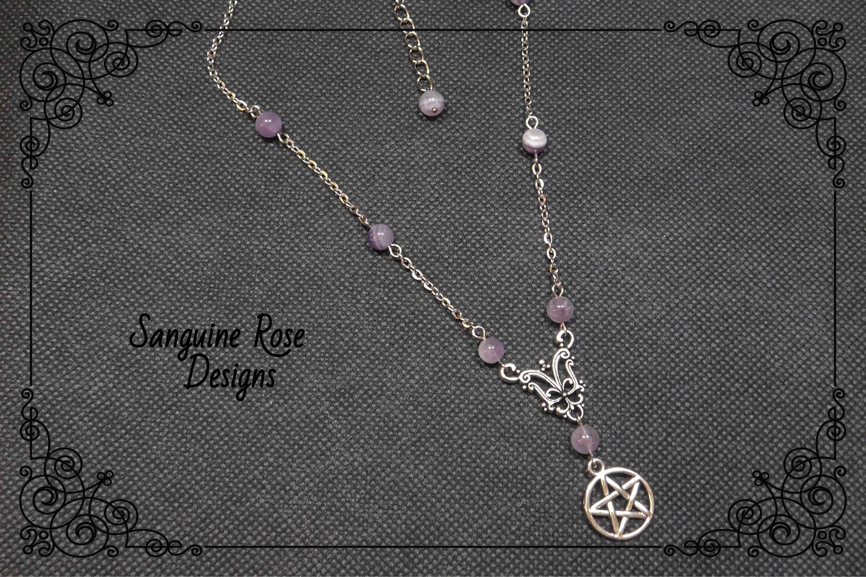 Collana Con Perline, Ciondolo A Forma Di Luna, Pentagramma E - Foto 9