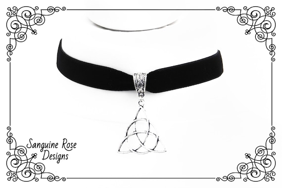 Black Velvet Choker Various Sizes Wicca Choker Handmade Pagan Choker Adjustable Choker TRIQUETRA CELTIC CHOKER Necklace