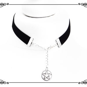 PENTAGRAM CHARM CHOKER Necklace, Dainty Witch Choker Necklace, Pagan Choker, Wicca Choker, Handmade, Adjustable, Various Sizes image 4