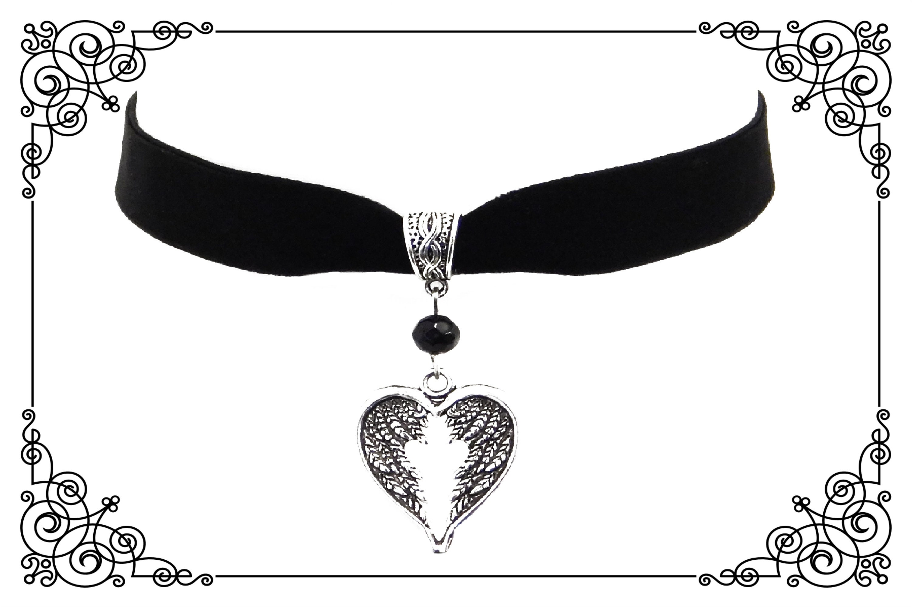 Horse in Heart Pendant Choker Necklace with Black Velveteen Cord Horse in Heart Pendant Choker Necklace with Black Velveteen Cord