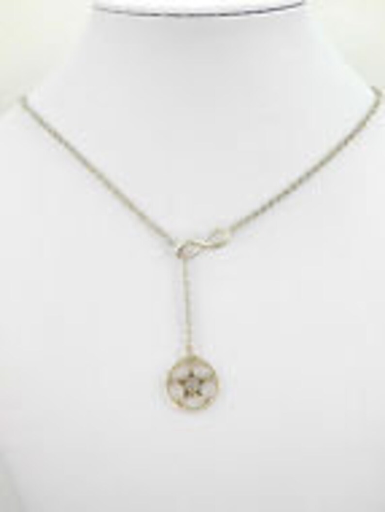 Silver Necklace Lariat Pentagram Necklace Wicca Necklace PENTAGRAM INFINITY Y Necklace Pendant Pagan Necklace