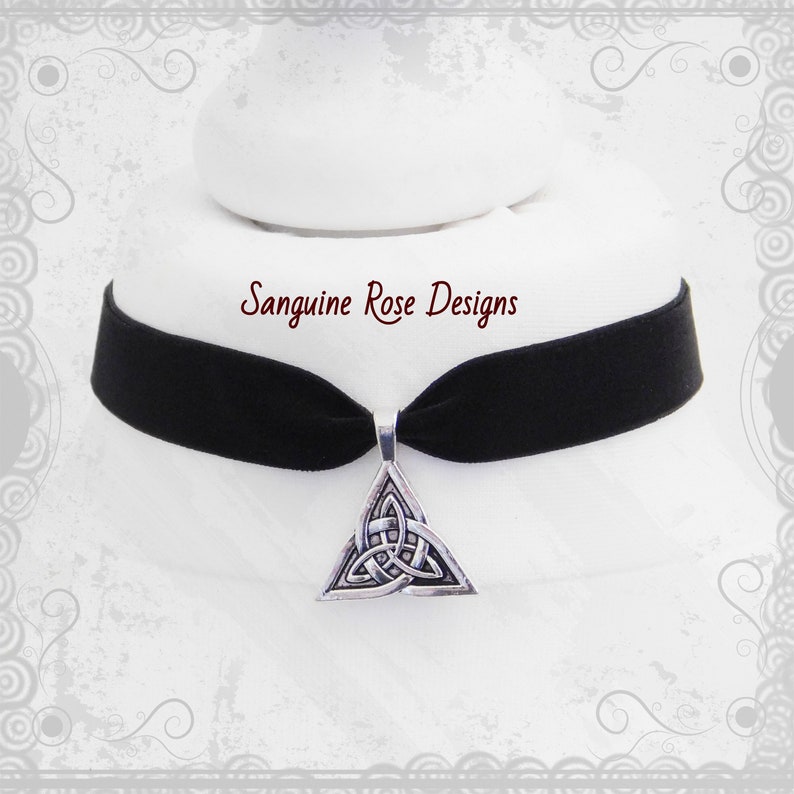 Black Velvet Choker Various Sizes Wicca Choker Handmade Pagan Choker Adjustable Choker TRIQUETRA CELTIC CHOKER Necklace