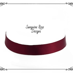 PLAIN DARK RED Choker Necklace, Plain Burgundy Choker, Satin Choker, Timeless Choker, Classic Choker, Handmade, Adjustable, Various Sizes