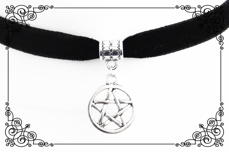 PENTAGRAM CHARM CHOKER Necklace, Dainty Witch Choker Necklace, Pagan Choker, Wicca Choker, Handmade, Adjustable, Various Sizes image 7