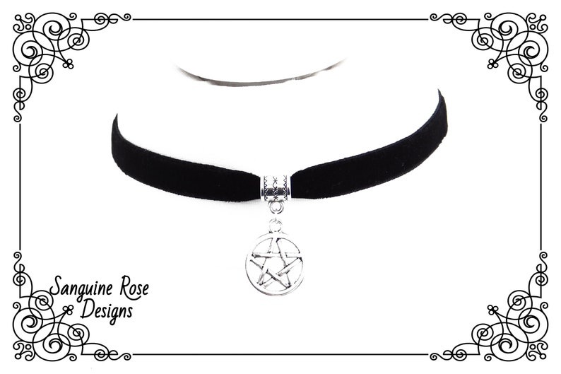 PENTAGRAM CHARM CHOKER Necklace, Dainty Witch Choker Necklace, Pagan Choker, Wicca Choker, Handmade, Adjustable, Various Sizes image 5