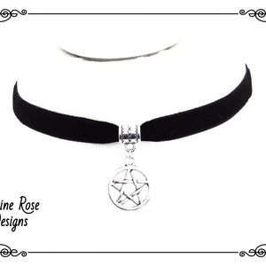 PENTAGRAM CHARM CHOKER Necklace, Dainty Witch Choker Necklace, Pagan Choker, Wicca Choker, Handmade, Adjustable, Various Sizes image 1