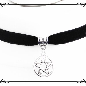 PENTAGRAM CHARM CHOKER Necklace, Dainty Witch Choker Necklace, Pagan Choker, Wicca Choker, Handmade, Adjustable, Various Sizes image 2