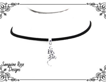 GECKO CHOKER NECKLACE | Black Velvet Gecko Choker | Pagan Gecko Choker Necklace