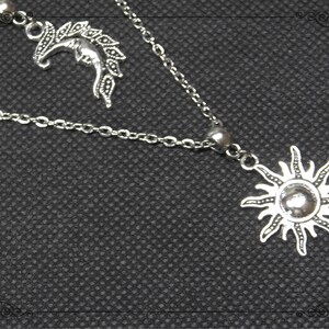 SUN MOON STAR Necklace, Triple Necklace, Pagan Necklace, Celestial Necklace, Wicca Necklace, Silver Necklace, Handmade, Adjustable image 5