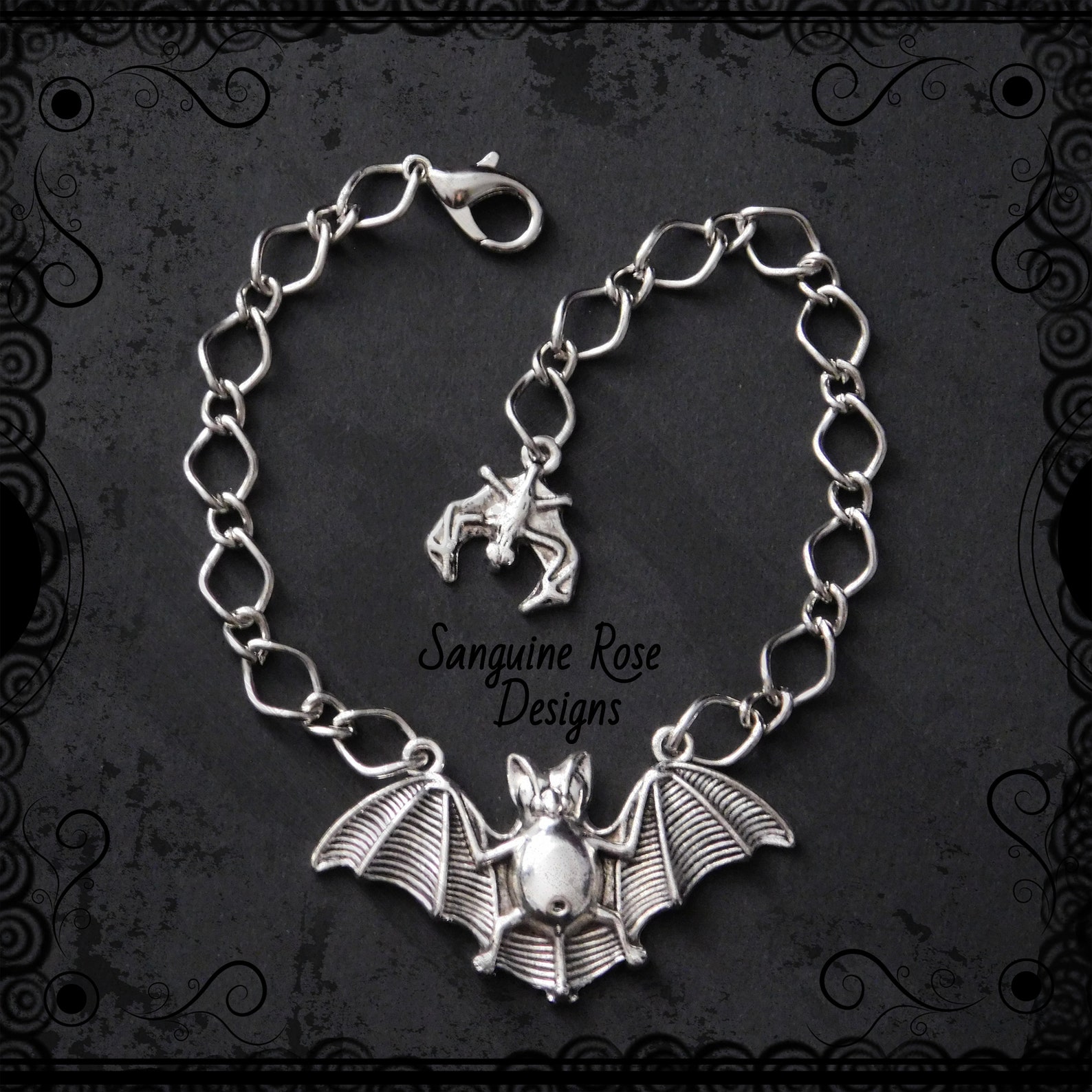 LARGE BAT BRACELET Bat Pendant Bracelet Halloween Bracelet Etsy UK