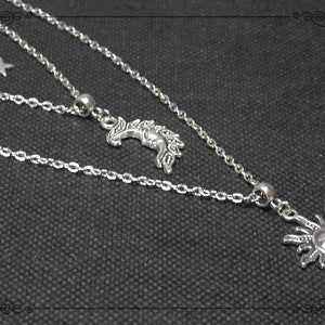 SUN MOON STAR Necklace, Triple Necklace, Pagan Necklace, Celestial Necklace, Wicca Necklace, Silver Necklace, Handmade, Adjustable image 8