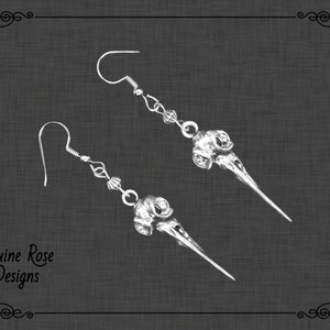 Raven Skull Earrings - Edgy Earrings - Crow Clip On Or Pierced Earrings - Gothic Skull Earrings
