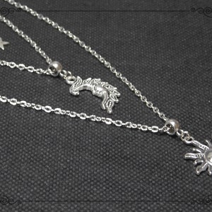 SUN MOON STAR Necklace, Triple Necklace, Pagan Necklace, Celestial Necklace, Wicca Necklace, Silver Necklace, Handmade, Adjustable image 3