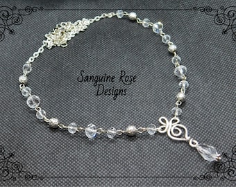 CELTIC CRYSTAL GODDESS Necklace, Pagan Wicca Goddess Pendant, Crystal Silver Pagan Necklace
