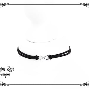 INFINITY CHOKER NECKLACE, Black Velvet Choker, Double Choker, Infinity Necklace, Pagan Choker, Infinity Jewellery, Adjustable, Various Sizes
