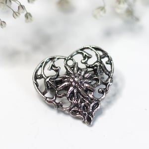 Traditional austrian vintage heart shaped &quot;Edelweiß&quot; brooch, Edelweiss jewellery