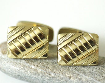 gold vintage cuff links, 1980ies cuff buttons, gift for him, vintage men's jewelry and accessoires